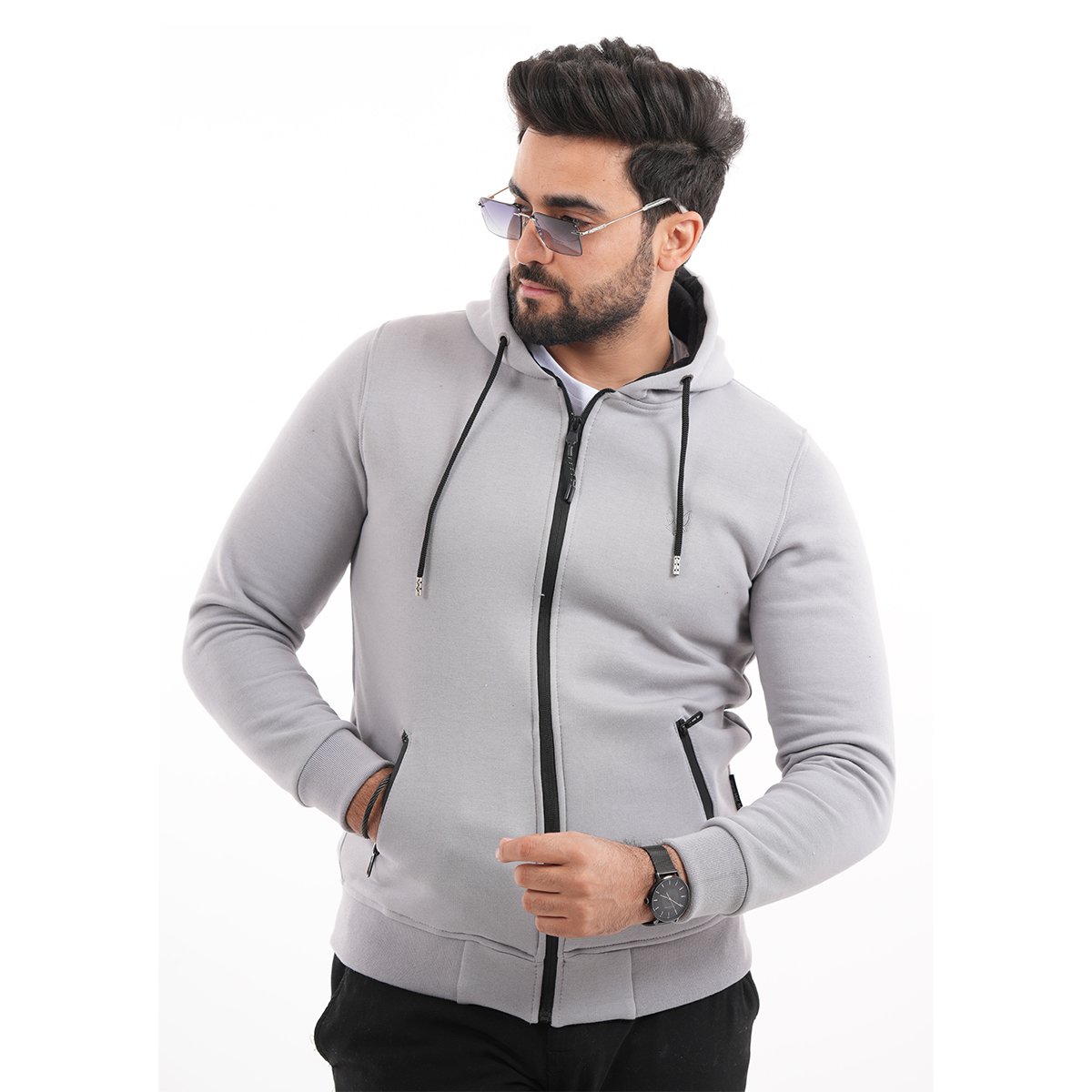 Gilet à Capuche Gris Métalique – Image 4