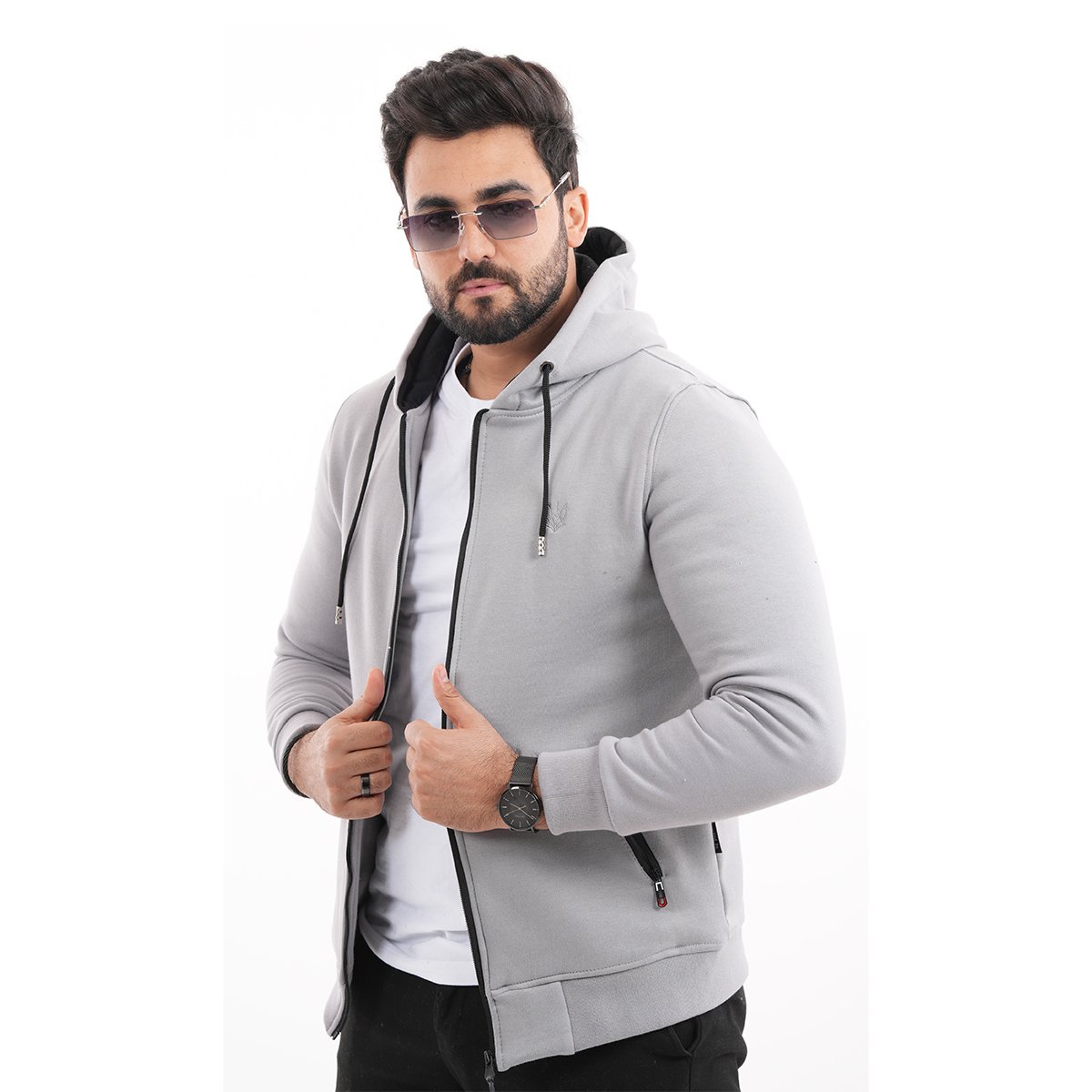 Gilet à Capuche Gris Métalique – Image 3